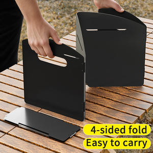 Déflecteur de vent portable pour camping, pliable, en alliage de zinc et de fer, rectangulaire, pour réchaud extérieur, avec planche de rangement - Product Image 4