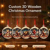 Ornamen Natal Kayu 3D Berlapis dengan Cetak UV Desain Santa Mailbox Sleigh, Dekorasi Gantung Pohon Natal, Liontin Kayu Liburan Kustom