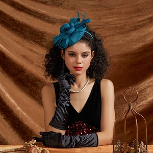 Elegante Sombrero Pequeño Fascinator para Mujer con Flor <span class=keywords><strong>de</strong></span> Sinamay y Cinta, Ideal para Bodas, Iglesia, Eventos Deportivos - Product Image 6