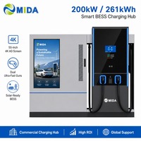 Station de recharge rapide DC pour stockage d'énergie, batterie 261 kWh, chargeur EV commercial 200 kW, CCS2 NACS OCPP 1.6J