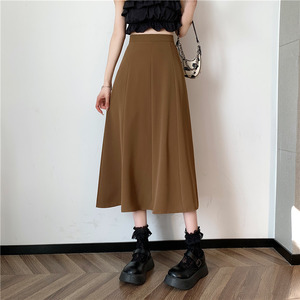 Jupe <span class=keywords><strong>Parapluie</strong></span> Évasée Mi-Longue, Taille Haute, Minceur, Mi-Longue, Drapée, Plissée, Version Coréenne, Grande Taille, MM Moitié Automne - Product Image 3