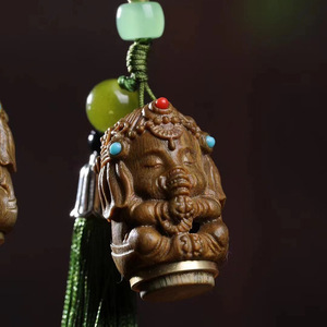 Green Sandalwood Carved <b>Elephant</b> Pendant Keychain Chinese Style Mobile Phone <b>Decoration</b> 32x22cm - Product Image 4