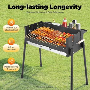 Parrilla Portátil de Carbón para Jardín, de Metal, Hierro y Acero, con Ajuste de Altura de 3 Niveles - Product Image 5