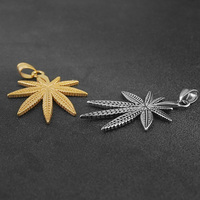 Collier pendentif en acier inoxydable personnalisé, grande feuille, style vintage, avec plume, plaqué or
