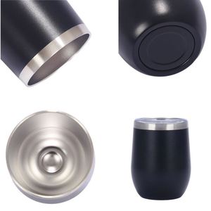 Custom Egg Shape Wine Tumbler Double Wall Stainless Steel Vacuum <b>Insulated</b> Thermal Cup Personalized Logo 12oz - Product Image 3