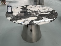 Table basse de réception de bureau en marbre noir et blanc poli, personnalisable, directement de l'usine