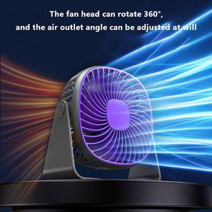 Mini ventilateur de bureau portable rechargeable USB 2000 mAh rotatif avec veilleuse - Product Image 2