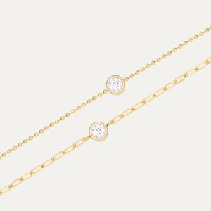Pulsera de Acero Inoxidable Chapada en Oro de 18K, con un Solo Diamante Blanco, Resistente al Agua y a la Decoloración, para Mujer - Product Image 2
