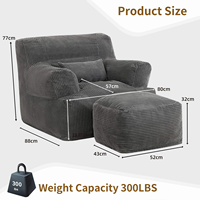 Prix d'usine Meubles de salon comprimé confortable désossé pouf paresseux canapé chaise canapé siège unique