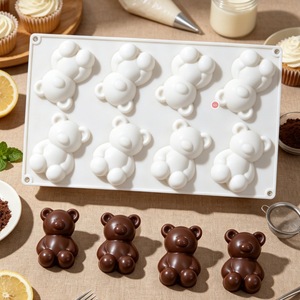 Bear Shaped Chocolate <b>Mold</b> 8 Cavity Food Grade Silicone Baking Cake Tool Easy Unmold Candy Making <b>Mold</b> - Product Image 1