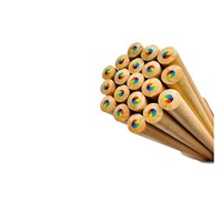 Crayons de couleur à l'huile créatifs à mine unique, arc-en-ciel sept couleurs, non solubles, en bois, pour étudiants et enfants, vente en gros