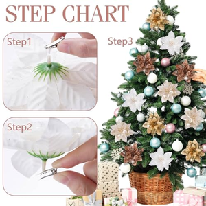 Red Gold Silver Artificial Flowers Christmas <b>Tree</b> Decoration Artificial Flower Golden Poinsettia Glitter Christmas Flowers - Product Image 3