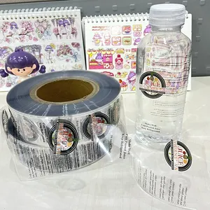 Custom Personalized Transparent Water Label Roll Sticker Self-adhesion Clear Water Juice Bottle Packaging Label Sticker