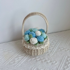 Panier de fleurs en tricot fini, rose en pot, fleur artificielle faite à <span class=keywords><strong>la</strong></span> main, ornement, décoration de table, cadeau, fleur au crochet - Product Image 6