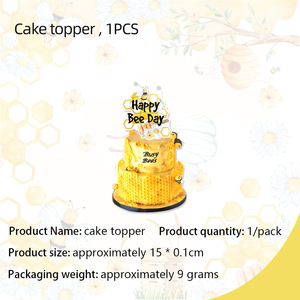 Artículos para Fiesta de Cumpleaños de Abeja Amarilla, Pancarta HAPPY BEEDAY, Decoración para Cupcakes, Globos, Decoración para Fiesta de Cumpleaños Infantil y Baby Shower - Product Image 2