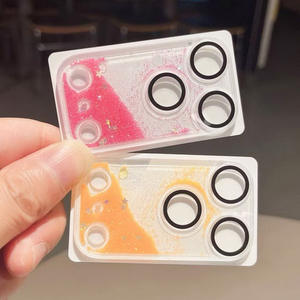 Protection d'objectif en verre trempé à paillettes liquides fluide effet sable mouvant de luxe pour iPhone 17 Pro, sans bulles pour iPhone 17 Pro Max - Product Image 1