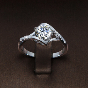 Bague en argent sterling S925 Angel <span class=keywords><strong>Kiss</strong></span> avec moissanite <span class=keywords><strong>1</strong></span> carat, forme cœur torsadée, pour femme, alliance de fiançailles - Product Image 2