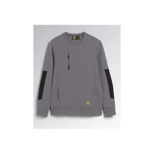 DIADORA UTILITY - 702.178756-75070/XL Light interlock steel grey <b>crew</b>-<b>neck</b> <b>sweatshirt</b> with <b>black</b> side inserts on the sleeves - Product Image 1