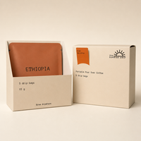 Boîte cadeau de luxe personnalisée imprimée biodégradable et écologique, finition mate quadricolore pour sachets de café filtre et sacs filtrants