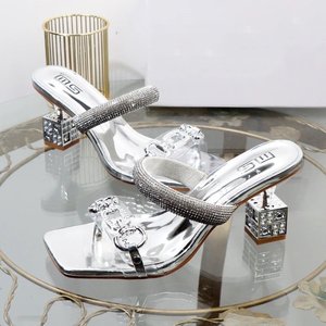 Chaussures uniques pour femmes de luxe à talon carré, or, tendance, élégantes - Product Image 2