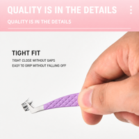 Pince à épiler professionnelle pour cils avec embout en fibre, en acier inoxydable, antidérapante, avec logo personnalisé, pour extensions de cils