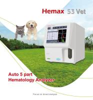 Machine automatique de test sanguin animal à installation facile Analyseur d'hématologie en 5 parties Compteur de cellules sanguines WBC RBC pour laboratoire
