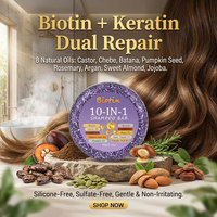 Biotine, kératine, huile de ricin, huile d'argan, shampoing solide artisanal 10 en 1, nourrissant le cuir chevelu, renforçant les cheveux, réduisant la casse, 60g