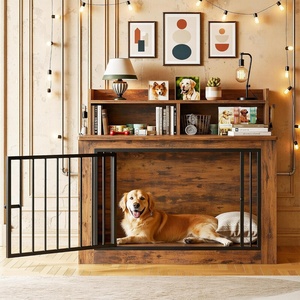 Kandang Anjing Ekstra Besar 43.3x41.1x30 Inci Kayu Rekayasa Logam Tahan Lama Mudah Dirakit Penutup Kait 4 Pengait - Product Image 6