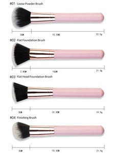 Lot de 16 pinceaux de maquillage à manche en bois, tube en aluminium rose épais, élégant, prix bas, pour achats groupés - Product Image 3