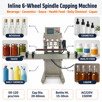 Máquina Tapadora Automática de Alta Velocidad de 6 Ruedas, 50-120 piezas/min, 1500W, para Tapar Botellas de Bebidas, Salsas y Cosméticos
