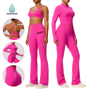 Conjunto de Leggings de <span class=keywords><strong>Yoga</strong></span> de Secado Rápido, Top Deportivo de Manga Larga con Cuello Redondo, <span class=keywords><strong>Ropa</strong></span> de <span class=keywords><strong>Yoga</strong></span> con Relleno en el Pecho y Leggings de <span class=keywords><strong>Yoga</strong></span> - Product Image 1