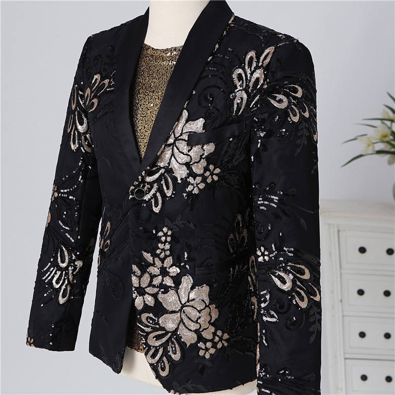 Men's Suit Floral Pattern Jacket Dinner Party Performance Wear Stage Blazer Costume Homme
