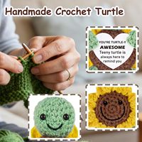 Cadeaux Tortue Positive Tournesol pour Femmes et Adolescentes - Articles pour Paniers d'Anniversaire et de Pâques - Tortue au Crochet - Soutien Émotionnel - Inspirant