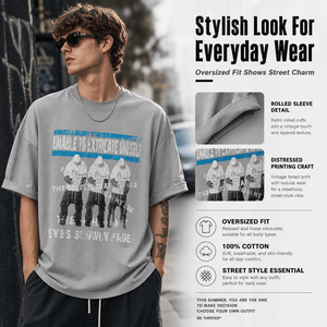 T-shirt en coton épais 285G personnalisé pour homme, imprimé graphique vintage vieilli, coupe oversize streetwear, manches courtes, fournisseur OEM - Product Image 2