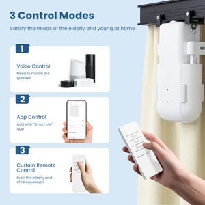 มอเตอร์ม่าน WiFi พร้อมไฟ ควบคุมอุณหภูมิ ผ่านแอป Tuya Smart Life รองรับ Alexa และ <span class=keywords><strong>Google</strong></span> <span class=keywords><strong>Voice</strong></span> ระยะควบคุม 10 เมตร รับน้ำหนักได้ 18 กก. ใช้ได้กับรางม่านแบบโรมัน T/U - Product Image 6
