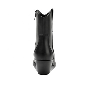 Bottines en similicuir <span class=keywords><strong>noir</strong></span> pour femmes, talon bas, fermeture éclair, bout pointu, style western, printemps/été, automne/hiver - Product Image 4