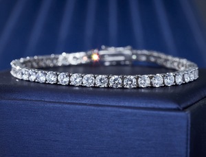 À la mode des femmes cuivre princesse coupe griffe réglage Tennis chaîne lien Bracelet avec cubique blanc Zircon pierre principale - Product Image 3