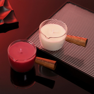 Bougie à l'huile de massage, pot en verre transparent, bec verseur, poignée en <span class=keywords><strong>bois</strong></span>, étiquette privée, logo personnalisé, spa, relaxation corporelle, Saint-Valentin, Diwali - Product Image 3