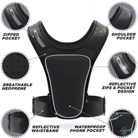 Gilet de course à pied avec porte-téléphone, pochette antivol étanche, ceinture réglable, réfléchissant, 2 poches pour clés, gels, téléphones, écologique