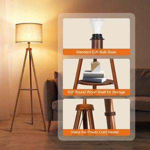 Lampe sur <span class=keywords><strong>pied</strong></span> moderne avec étagère, <span class=keywords><strong>en</strong></span> <span class=keywords><strong>bois</strong></span> massif, pour salon, chambre à coucher, décoration nordique, lampe à télécommande - Product Image 6