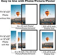 JCJMY Juego de 4 Marcos de Fotos Verticales Ligeros de 16x22 con 4 Paspartús (12x18 y 16x22) para Colgar en la Pared, Plexiglás, Paquete de 4, Negro