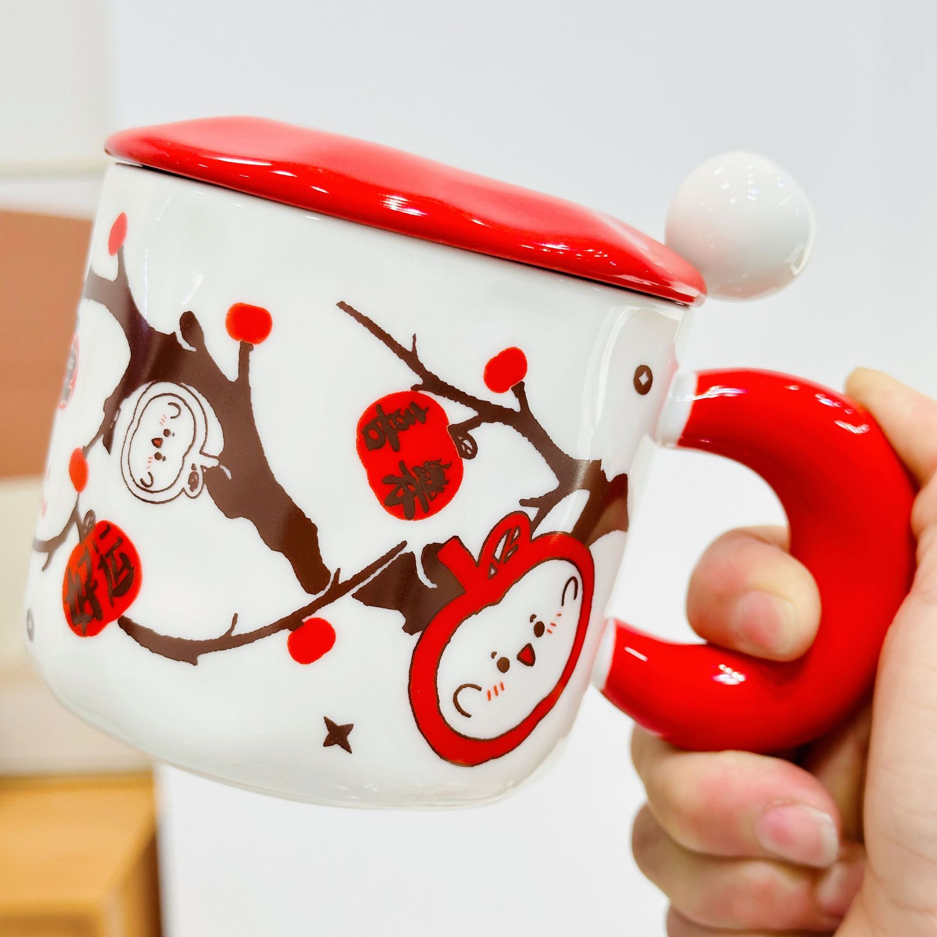 Joy petite pomme tasse en céramique avec couvercle et cuillère