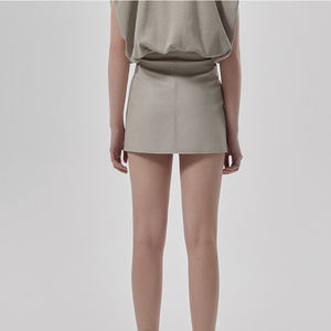 Falda Corta de Piel de Oveja Auténtica con Diseño de Cintura Alta Personalizada 2316, <span class=keywords><strong>Minifalda</strong></span> de <span class=keywords><strong>Cuero</strong></span> Genuino - Product Image 4