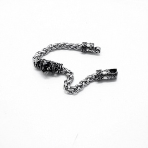 Stainless Steel Viking Bracelet with Dragon Biting Stone Design Woven Chain Antique Style for <b>Men</b> Streetwear - Product Image 2