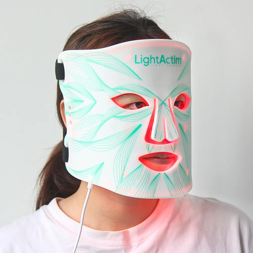 경량 디자인 실리콘 Led 얼굴 마스크 적외선 레드 라이트 테라피 미용 얼굴 목 진정 영양 광자 마스크