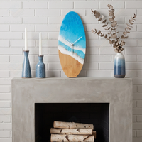 Surf-Inspirierte Bambus-Harz-Uhr mit Zeigeranzeige Zeitgenössisches Design für Strandhaus-Dekoration & Hawaii-Geschenkidee
