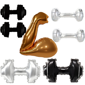 Décorations de fête d'anniversaire de <span class=keywords><strong>gym</strong></span> CYmylar, ballons en feuille d'or en forme de biceps, haltères, pour les haltérophiles, la crossfit, la fête de fitness - Product Image 1