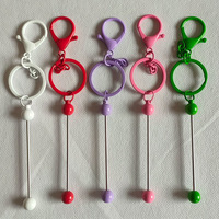 Nouvel Arrivage Porte-clés DIY à perler vierge en métal avec fermoir griffe et boucle pour perles