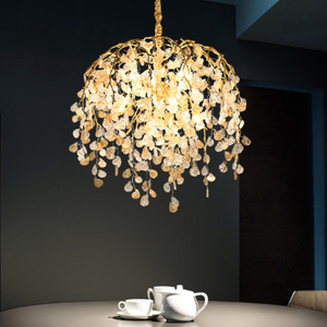 Lustre en cristal de salon duplex pour l'escalier Villa Hall Crystal <span class=keywords><strong>Elm</strong></span> Tree Flowers Coin Tassels Pendant Light - Product Image 4