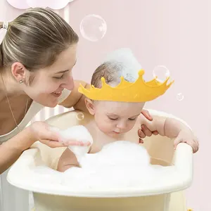 Wellfine गोद भराई टोपी बच्चों धो बाल स्नान संरक्षण टोपी निविड़ अंधकार समायोज्य बच्चों बच्चे स्नान टोपी